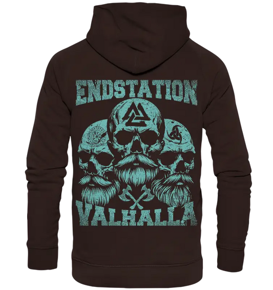 Endstation Valhalla - Unisex Hoodie (Backprint) - Hot Chocolate / XS - Hoodies