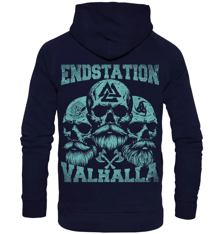 Endstation Valhalla - Unisex Hoodie (Backprint) - Oxford Navy / XS - Hoodies
