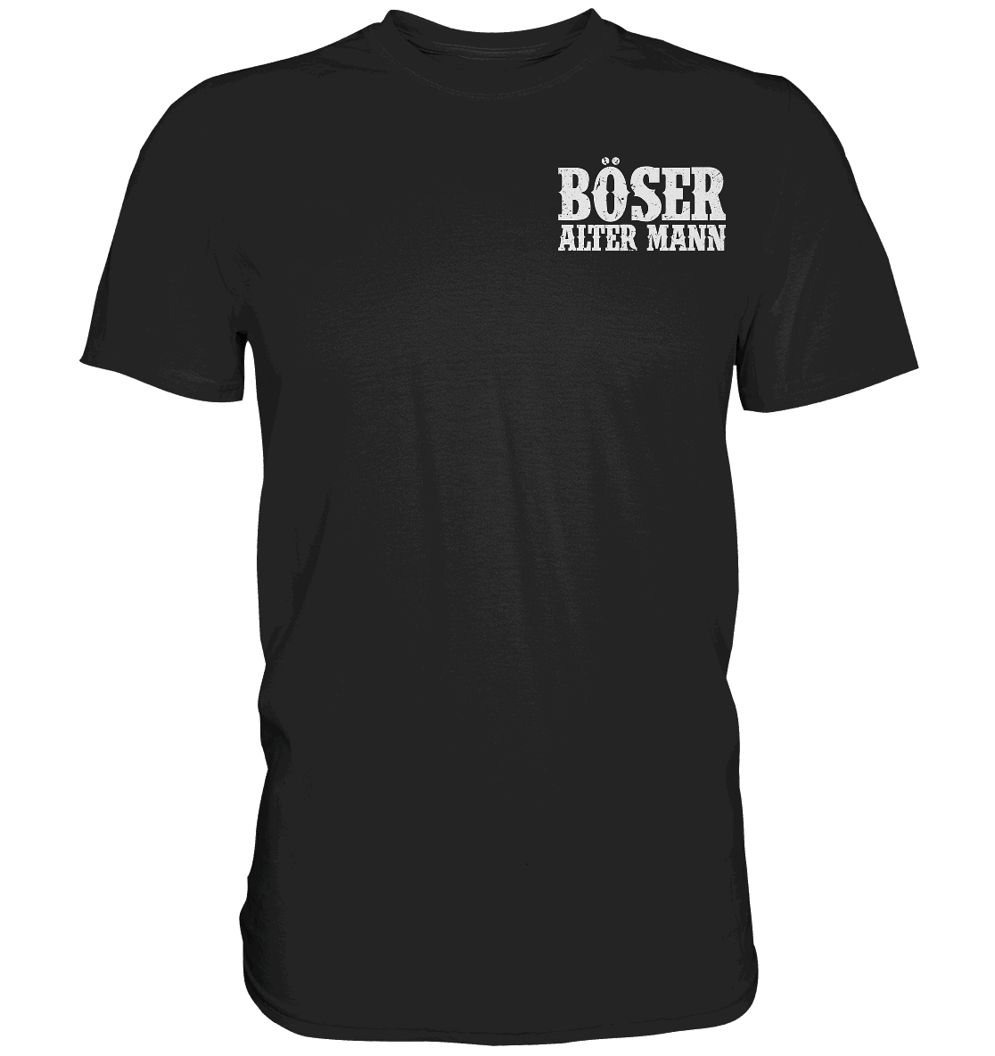 Schwarzes T-Shirt mit "Böser Alter Mann" Motiv.