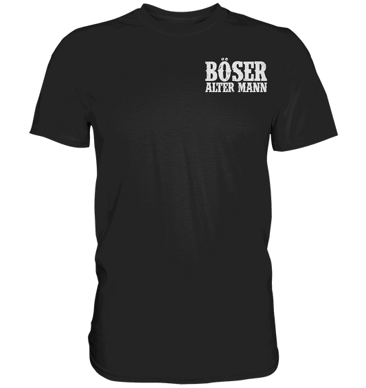 Schwarzes T-Shirt mit "Böser Alter Mann" Motiv.