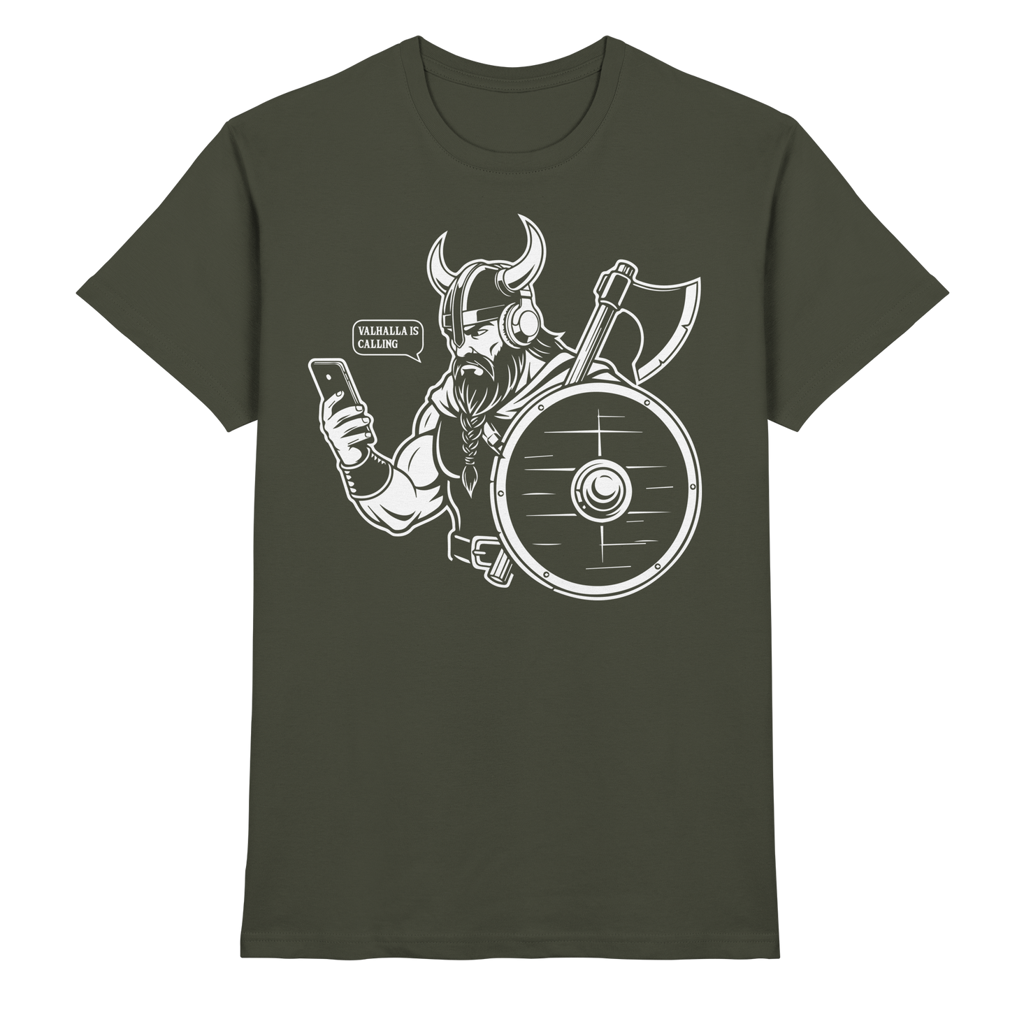 WER RUFT DA AN - Wikinger T-Shirt Männer Premium Störung