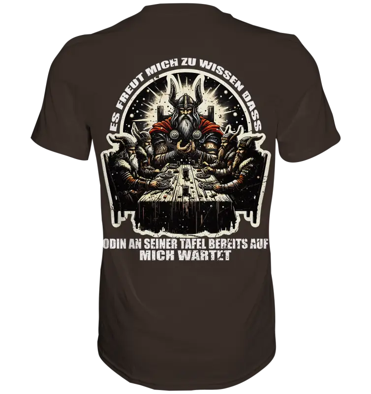 Odin wartet an seiner Tafel auf mich - Premium Shirt (Beidseitiger Druck) - Donnerwolf