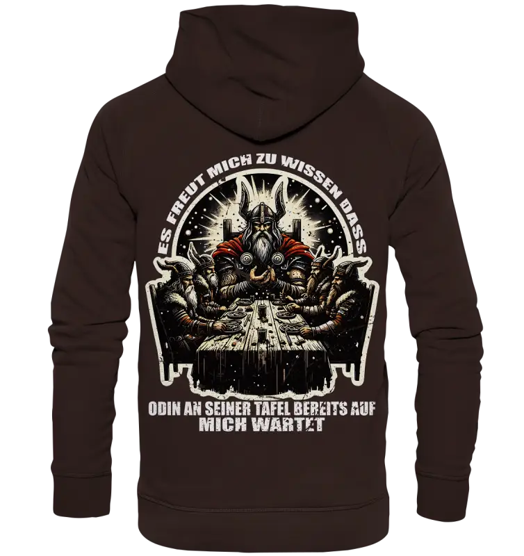 Odin wartet an seiner Tafel auf mich - Unisex Hoodie (Beidseitiger Druck) - Donnerwolf