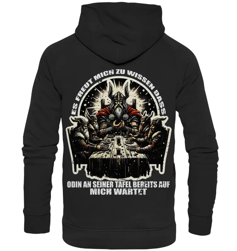 Odin wartet an seiner Tafel auf mich - Unisex Hoodie (Beidseitiger Druck) - Donnerwolf