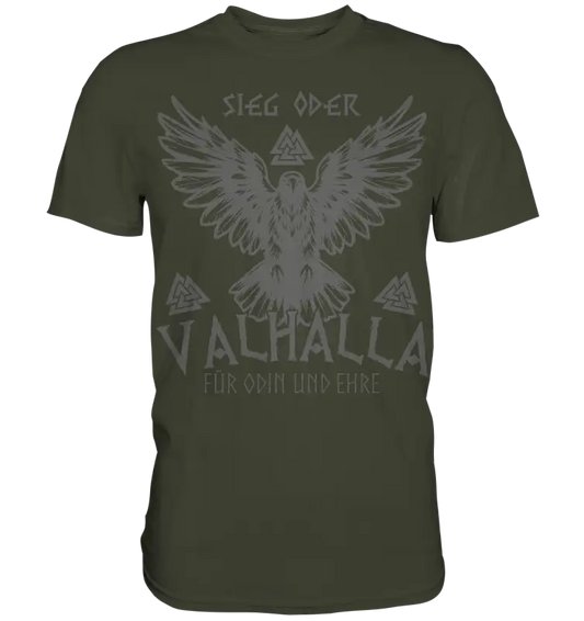 Sieg oder Valhalla - Wikinger Herren Shirt - Urban Khaki / XS - Unisex-Shirts
