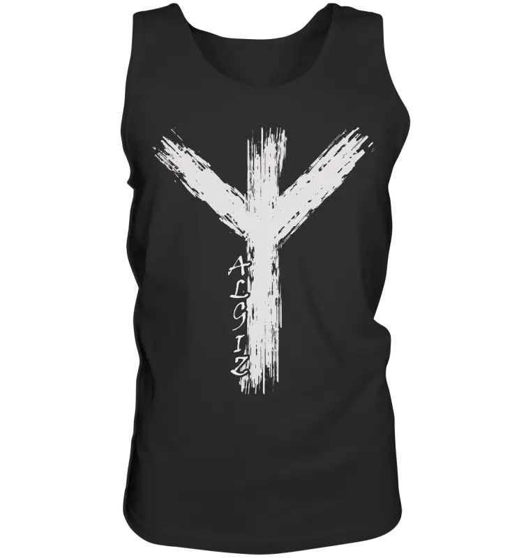 Wikinger Premium Shirt mit Algiz-Rune – Hochwertiges Herren T-Shirt mit Nordischer Schutzrune - Tank-Top - Black / S