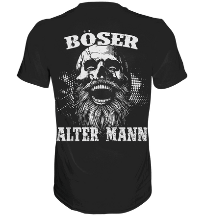 Schwarzes T-Shirt mit "Böser Alter Mann" Motiv.