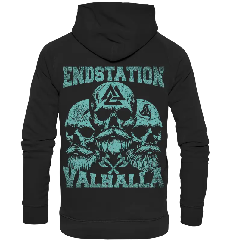 Endstation Valhalla - Unisex Hoodie (Backprint) - Deep Black / XS - Hoodies