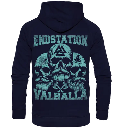 Endstation Valhalla - Unisex Hoodie (Backprint) - Oxford Navy / XS - Hoodies