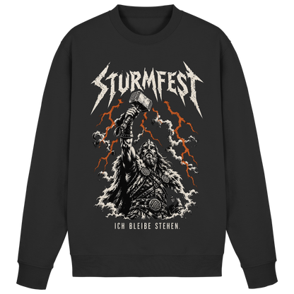 Sturmfest Thorshammer Wikinger Sweatshirt Herren Schwarz