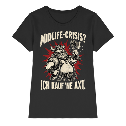 Midlife Crisis Wikinger T-Shirt Damen Schwarz