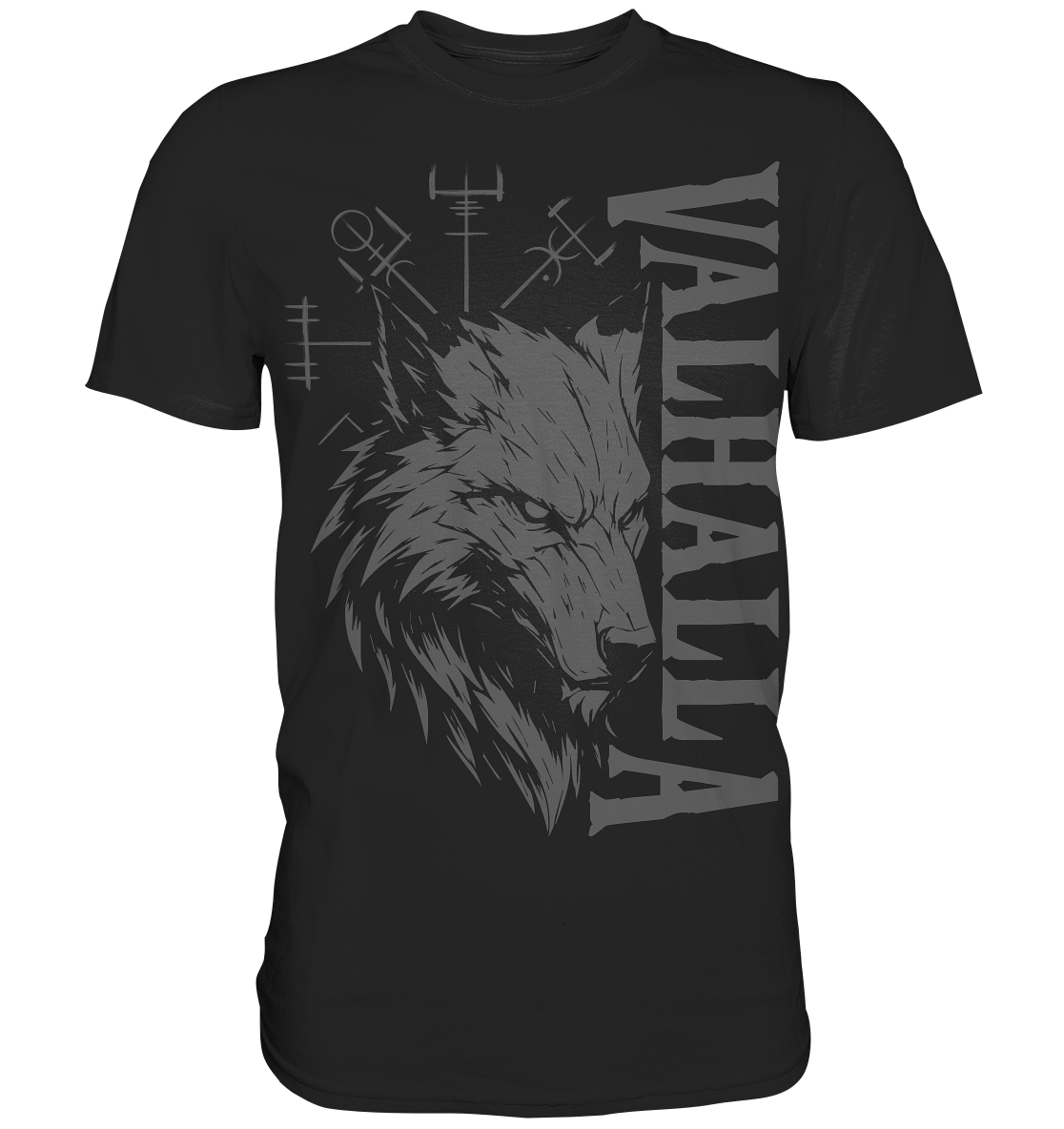 Walhalla Wolf Odins Runen - Wikinger T-Shirt Männer Nordischer Kompass Premium