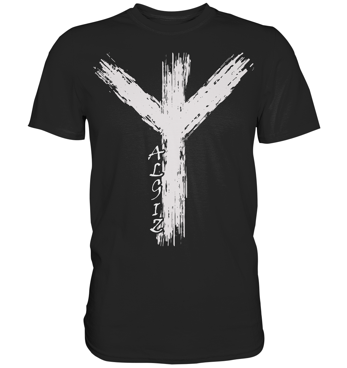 Wikinger Premium Shirt mit Algiz-Rune – Hochwertiges Herren T-Shirt mit Nordischer Schutzrune