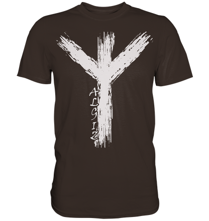 Wikinger Premium Shirt mit Algiz-Rune – Hochwertiges Herren T-Shirt mit Nordischer Schutzrune