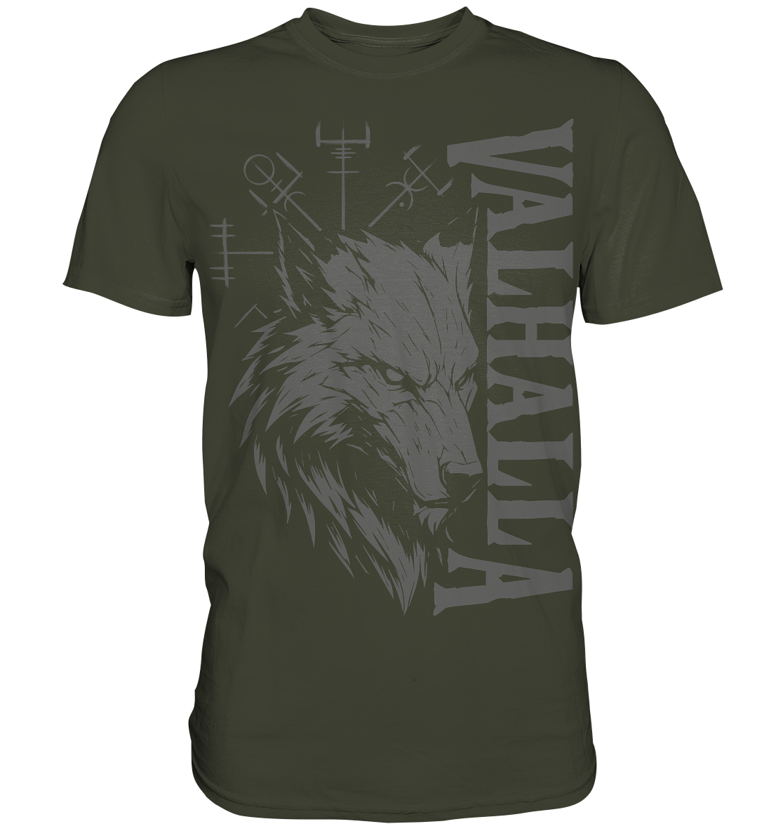 Walhalla Wolf Odins Runen - Wikinger T-Shirt Männer Nordischer Kompass Premium