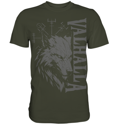 Walhalla Wolf Odins Runen - Wikinger T-Shirt Männer Nordischer Kompass Premium