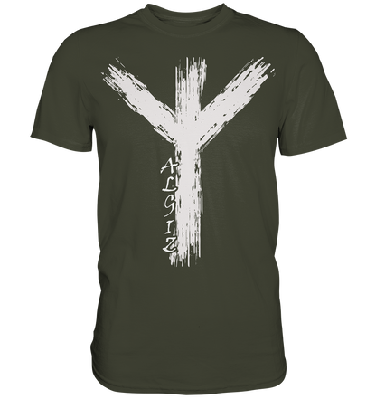 Wikinger Premium Shirt mit Algiz-Rune – Hochwertiges Herren T-Shirt mit Nordischer Schutzrune