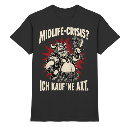 Midlife Crisis Wikinger T-Shirt Herren Schwarz