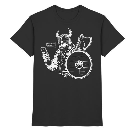 WER RUFT DA AN - Wikinger T-Shirt Männer Premium Störung