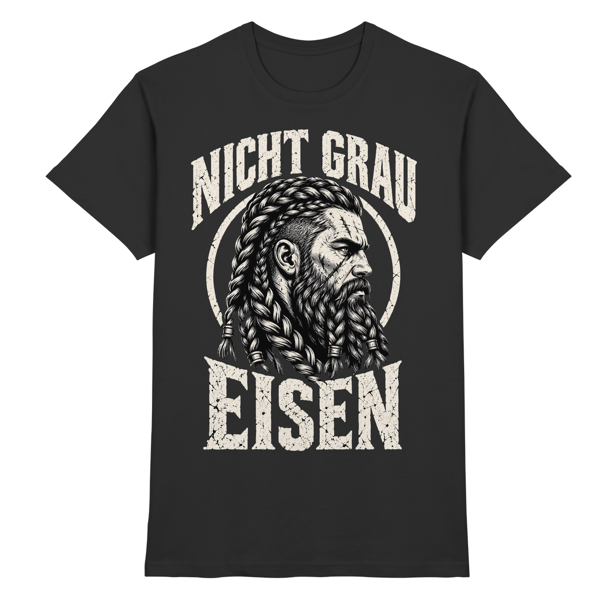 Nicht grau, Eisen Wikinger T-Shirt Herren Schwarz