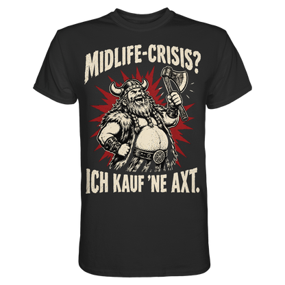Midlife Crisis Wikinger T-Shirt Herren Schwarz