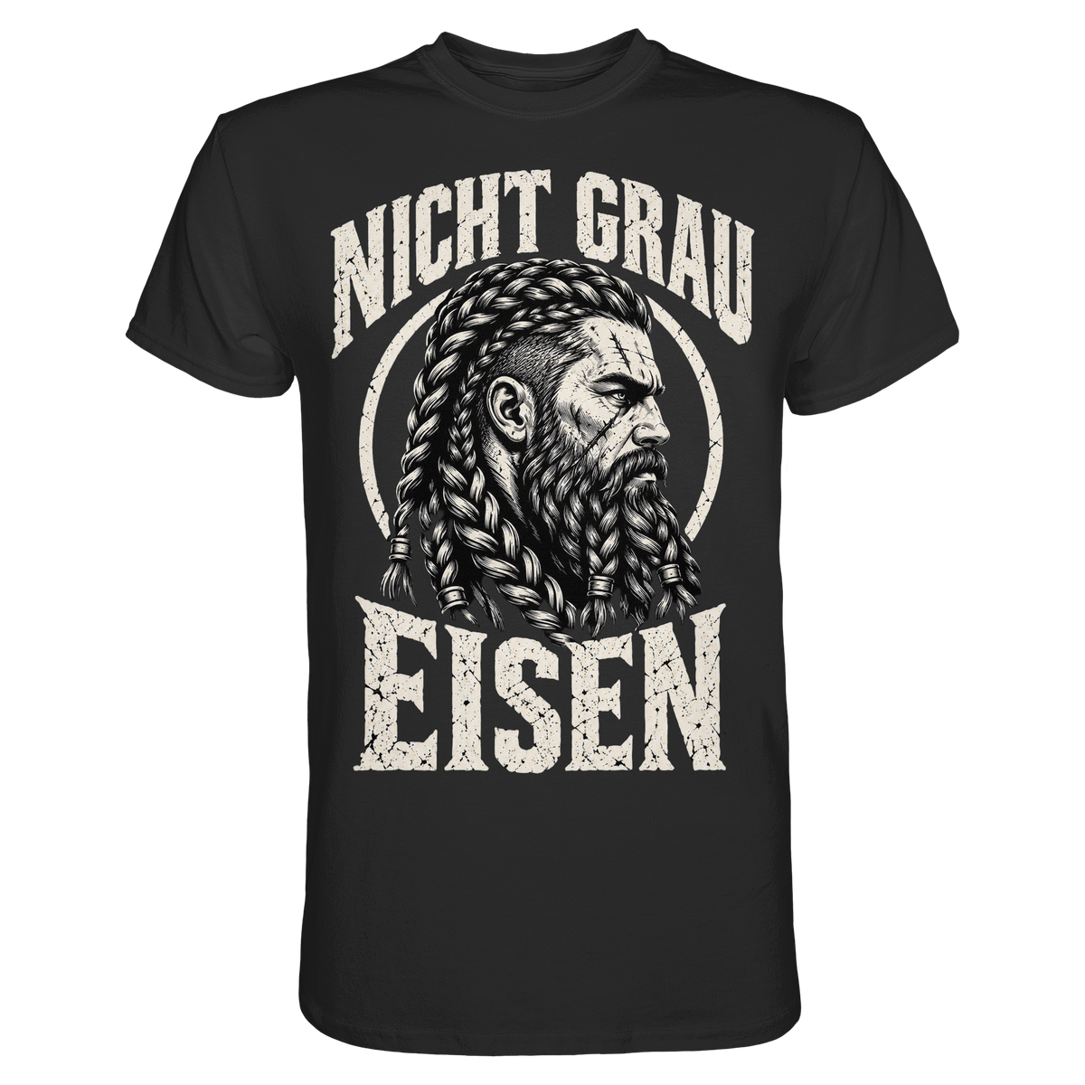 Nicht grau, Eisen Wikinger T-Shirt Herren Schwarz