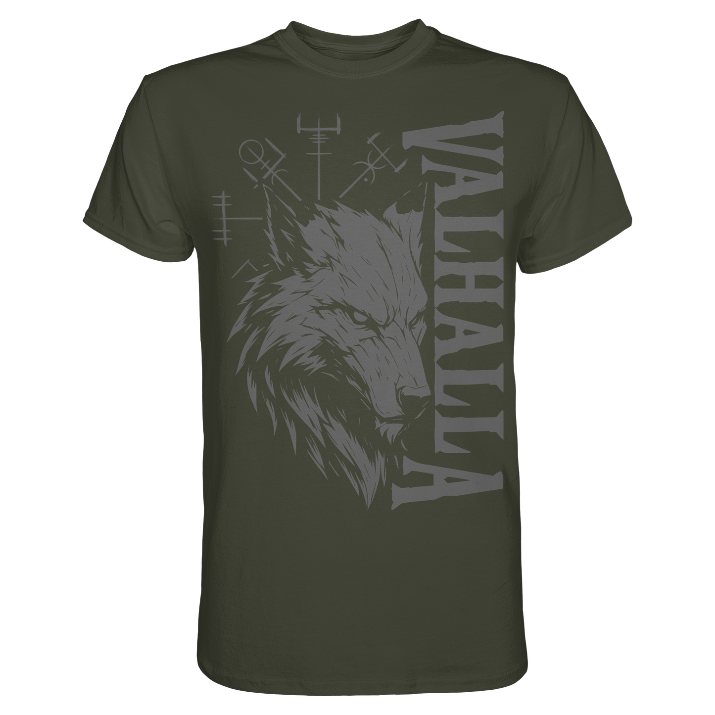 Walhalla Wolf Odins Runen - Wikinger T-Shirt Männer Nordischer Kompass Premium