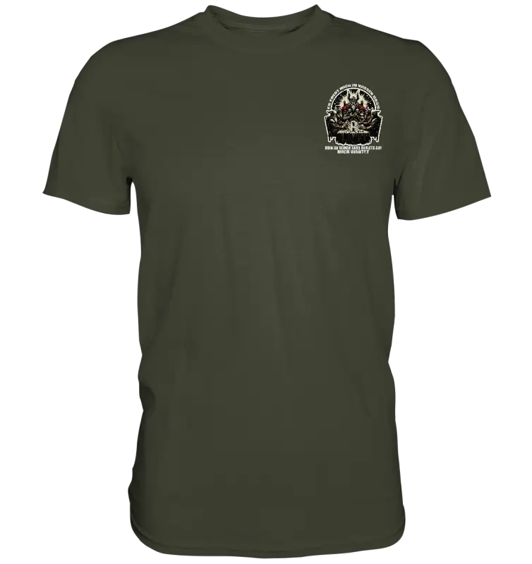 Odin wartet an seiner Tafel auf mich  - Premium Shirt (Beidseitiger Druck) - Donnerwolf