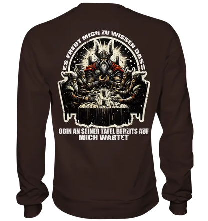 Odin wartet an seiner Tafel auf mich  - Sweatshirt (Beidseitiger Druck) - Donnerwolf
