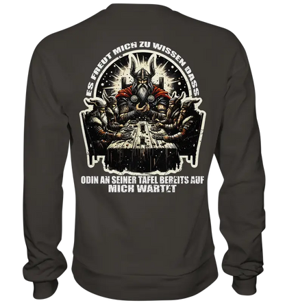 Odin wartet an seiner Tafel auf mich  - Sweatshirt (Beidseitiger Druck) - Donnerwolf