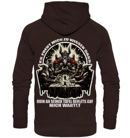 Odin wartet an seiner Tafel auf mich  - Unisex Hoodie (Beidseitiger Druck) - Donnerwolf