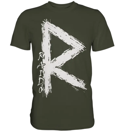 ’Raido Rune’ Wikinger-Premiumshirt – Der Weg des Reisenden - Premium Shirt - Urban Khaki / S - Unisex-Shirts