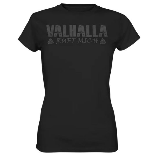 Valhalla ruft mich! - Wikinger Damen Shirt (Beidseitiger Druck) - Black / XS - Lady-Shirts