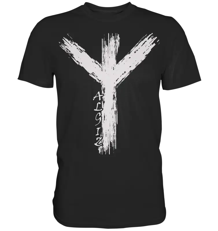 Wikinger Premium Shirt mit Algiz-Rune – Hochwertiges Herren T-Shirt mit Nordischer Schutzrune - Black / S