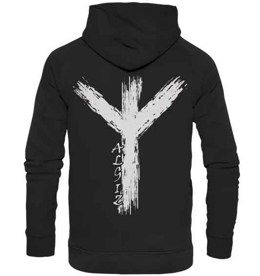 Wikinger Premium Shirt mit Algiz-Rune – Hochwertiges Herren T-Shirt mit Nordischer Schutzrune - Unisex Hoodie - Deep