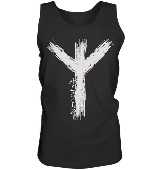 Wikinger Premium Shirt mit Algiz-Rune – Hochwertiges Herren T-Shirt mit Nordischer Schutzrune - Tank-Top - Black / S